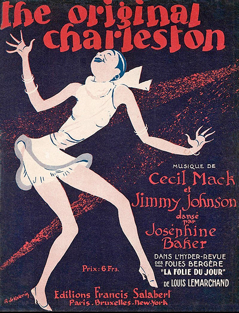 Een affiche met een tekening waarop ze de Charleston danst. Zo heet het affiche ook.