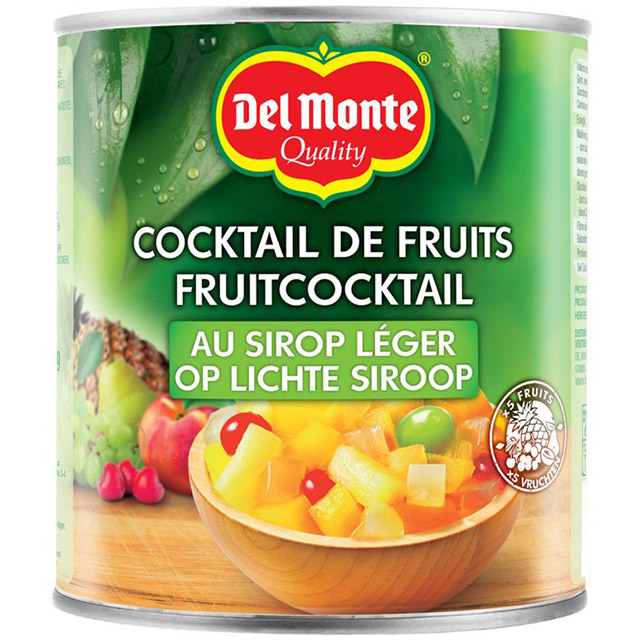 Een blik Delmonte fruitcocktail.