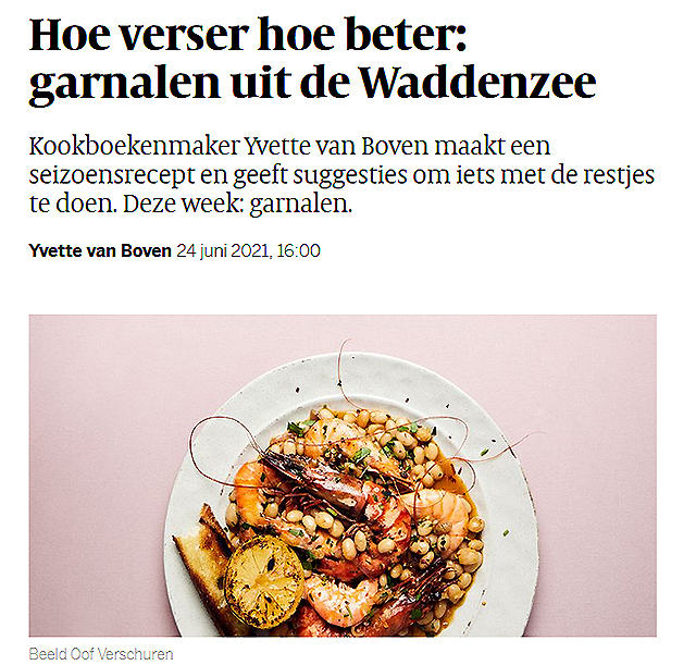 Yvette van Boven kookt met Waddenzee-garnalen.