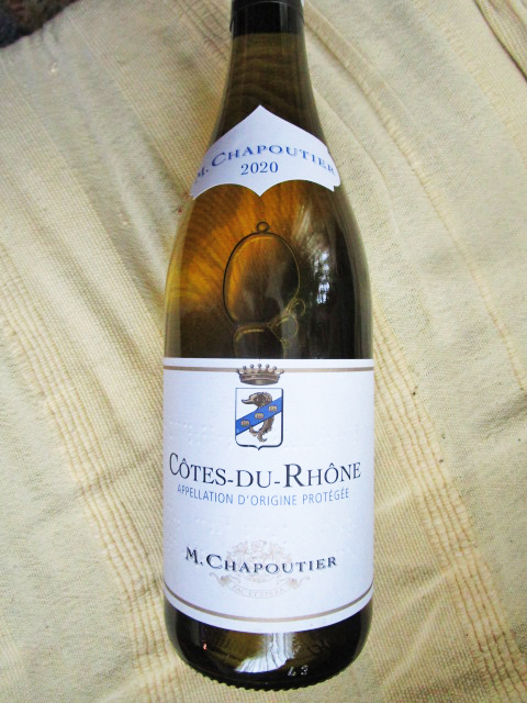 Een witte Côtes du Rhône Chapoutier.