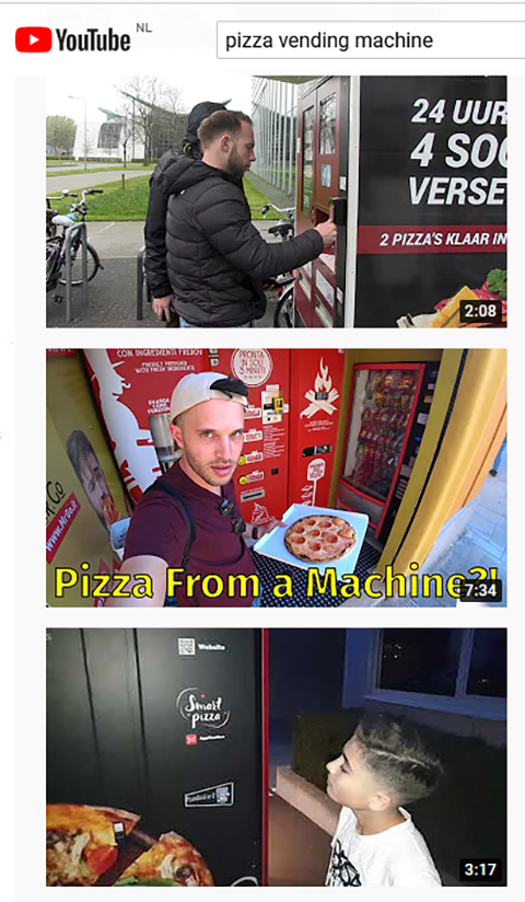 Enkele Youtubes over pizza-automaten.