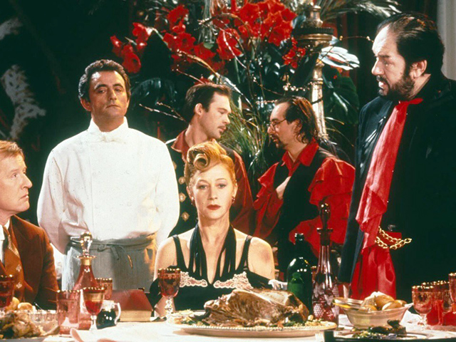 Een scène uit de film The Cook, the Thief, his Wife and her Lover.
